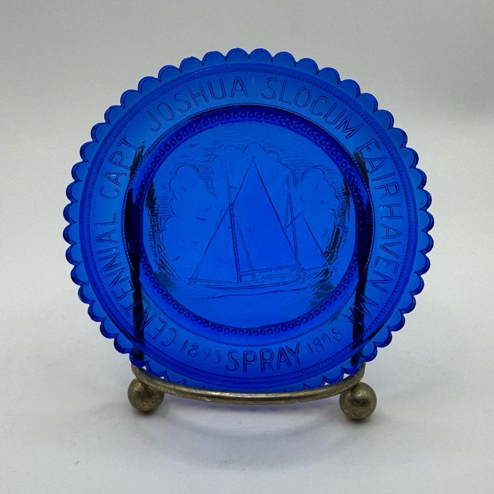 Pairpoint Glass Co. Captain Joshua Slocum Centennial Commemorative Cup Plate